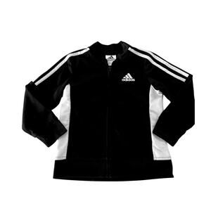 Adidas Sweatshirt 3 Stripe Full Zip Up Black White Track Jacket Size Youth 4